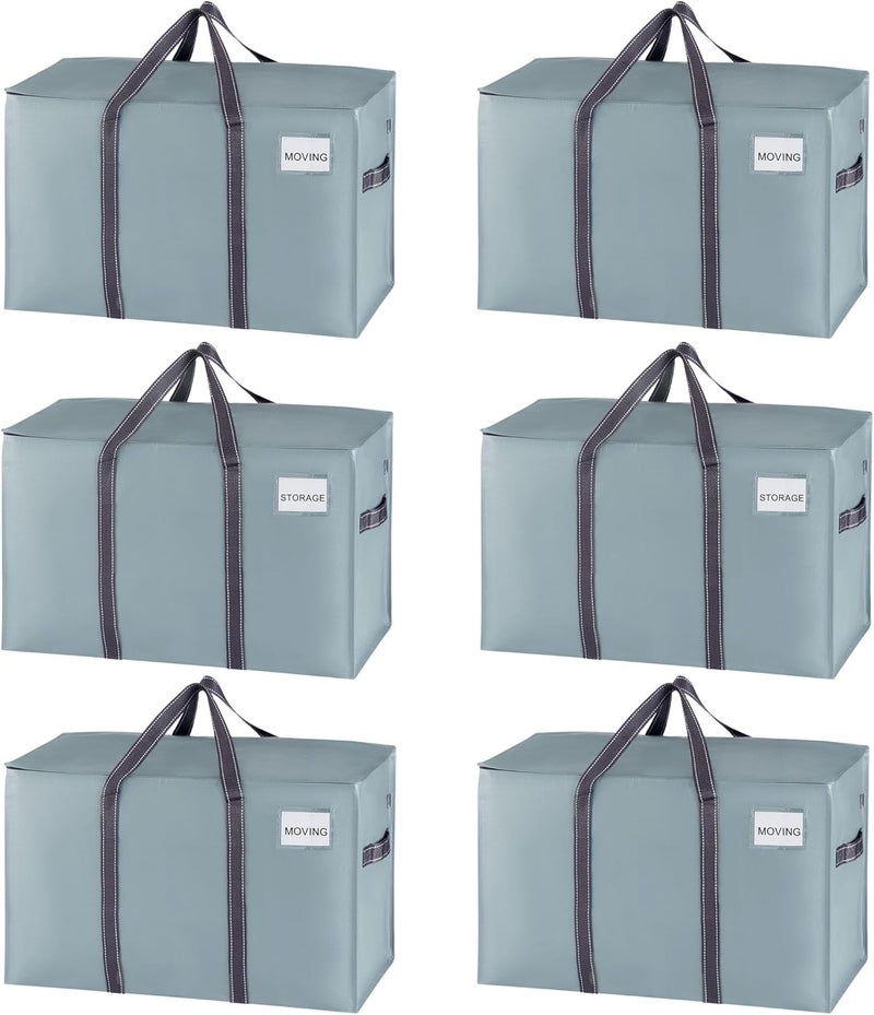VENO 6 Pack Moving Bags, Moving Supplies, College Packing Storage Boxes with Lids Alternative, Heavy Duty Totes, Extra Large, Sturdy Handles, Zipper, for Packaging (Light Blue Matte, 6 Pack) - Image 1