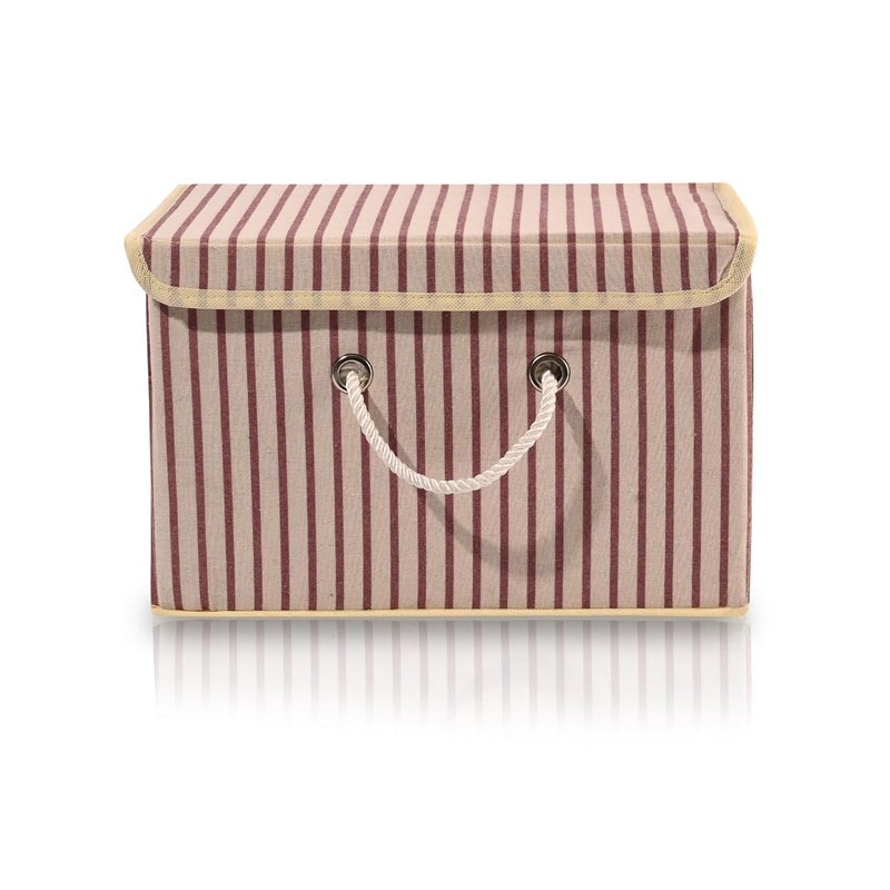 Kuber Industries Kuber Industries Drawer Organizer Small Foldable Storage Box Cotton Clothes Organizer for Wardrobe Lid Handle LiningPrint Cloth Organizer Cupboard Organizer Cream - Image 2