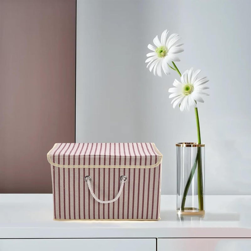 Kuber Industries Kuber Industries Drawer Organizer Small Foldable Storage Box Cotton Clothes Organizer for Wardrobe Lid Handle LiningPrint Cloth Organizer Cupboard Organizer Cream - Image 1