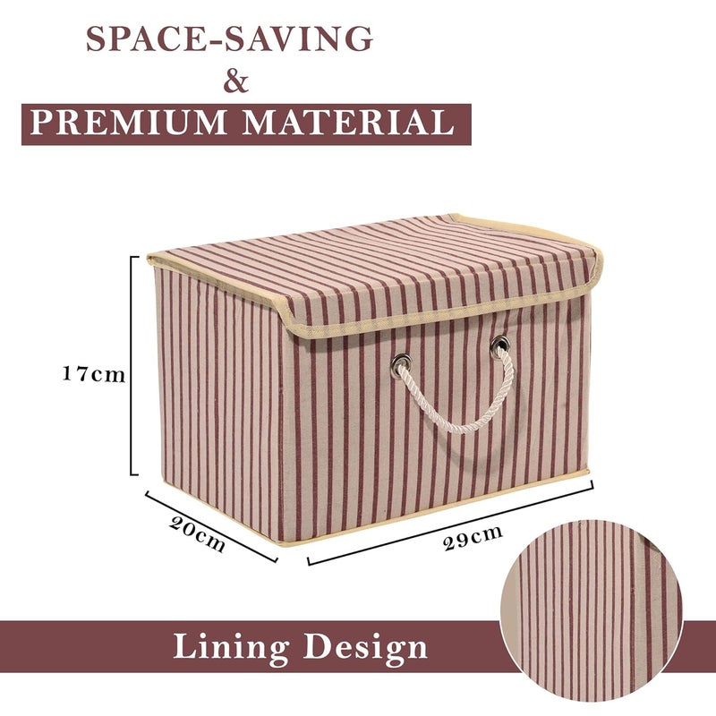Kuber Industries Kuber Industries Drawer Organizer Small Foldable Storage Box Cotton Clothes Organizer for Wardrobe Lid Handle LiningPrint Cloth Organizer Cupboard Organizer Cream - Image 3