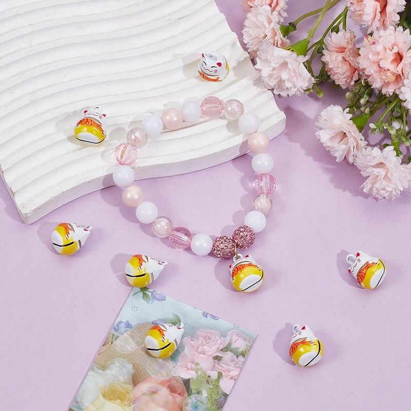 8 Pcs Gold Lucky Cat Bells for DIY Crafts Keychains Wind Chimes Making - Image 5