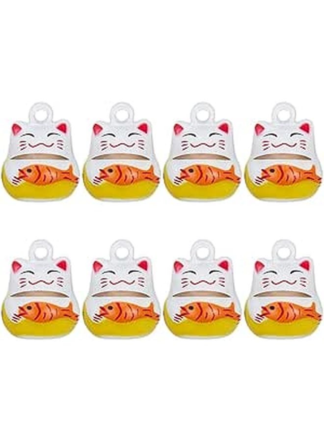 8 Pcs Gold Lucky Cat Bells for DIY Crafts Keychains Wind Chimes Making - Image 1
