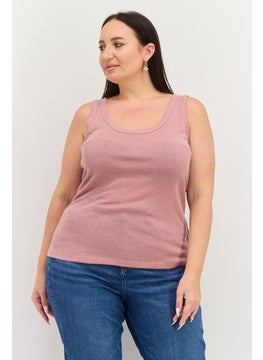 ESPRIT Women Scoop Neck Sleeveless Textured Top, Light Pink  - Image 1