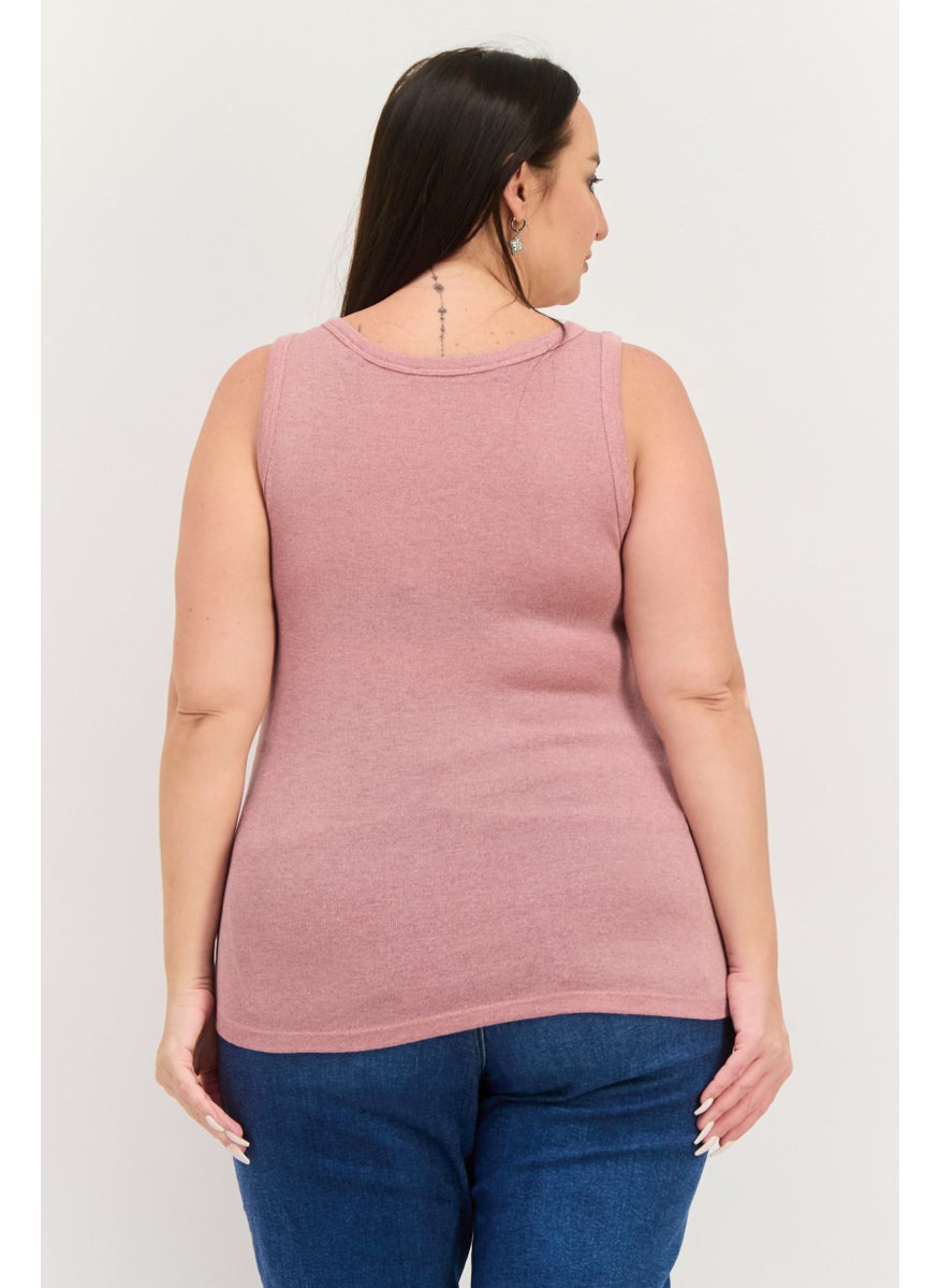 ESPRIT Women Scoop Neck Sleeveless Textured Top, Light Pink  - Image 4