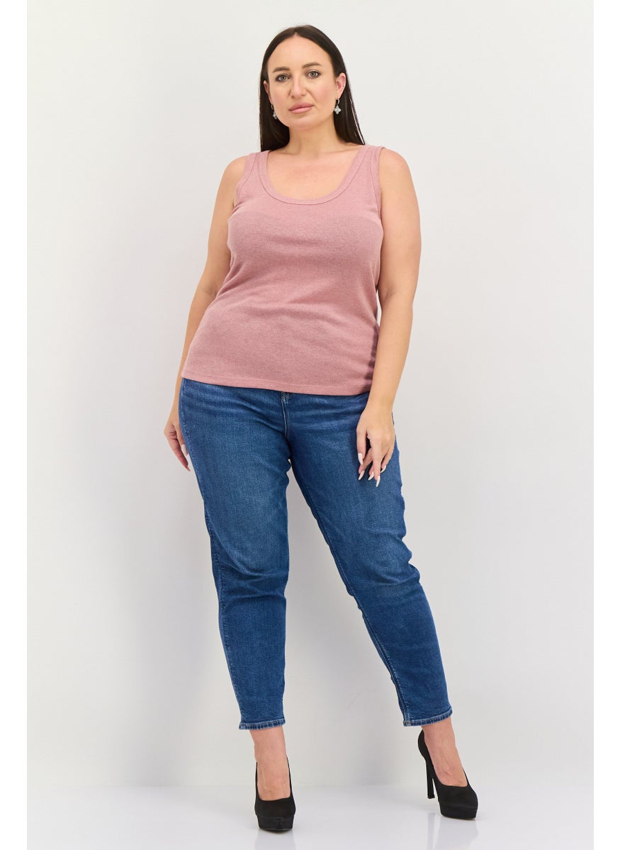 ESPRIT Women Scoop Neck Sleeveless Textured Top, Light Pink  - Image 2
