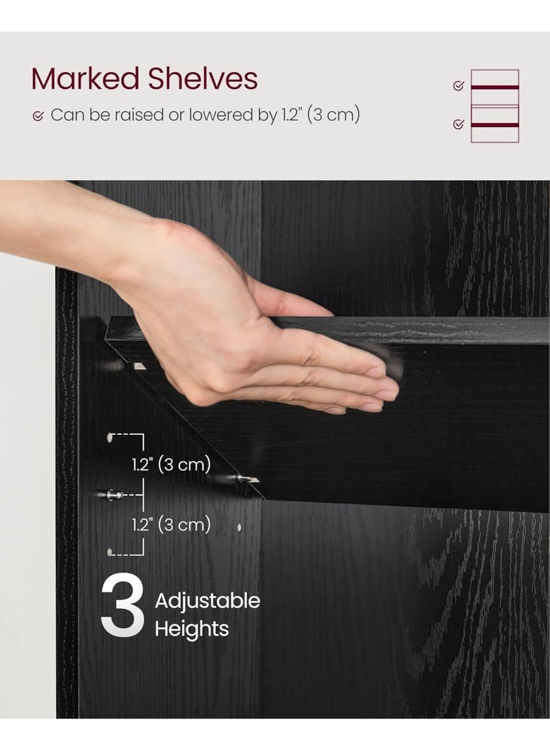 أنفانكي Anvanke 4-طبقة الطابق الوقوف رف الكتب، رفوف التخزين عرض طويل 108 سم، رف الكتب متعدد الوظائف للمكتب المنزلي، غرفة المعيشة وغرفة النوم، أثاث ديكور المنزل، أسود - Image 3