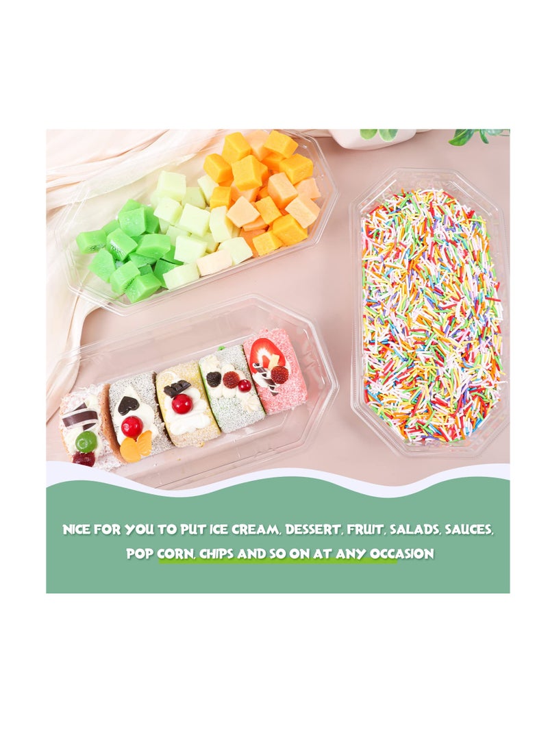 SYOSI - Ice Cream Sundae Bowls, 100 Pack Banana Split Boats, Plastic Clear Disposable Dessert Cups, Party Serving Bowls, Fruit Cups, Perfect Oblong Dish Cups, for Social Kids Birthday Party Dessert Tray - Image 1