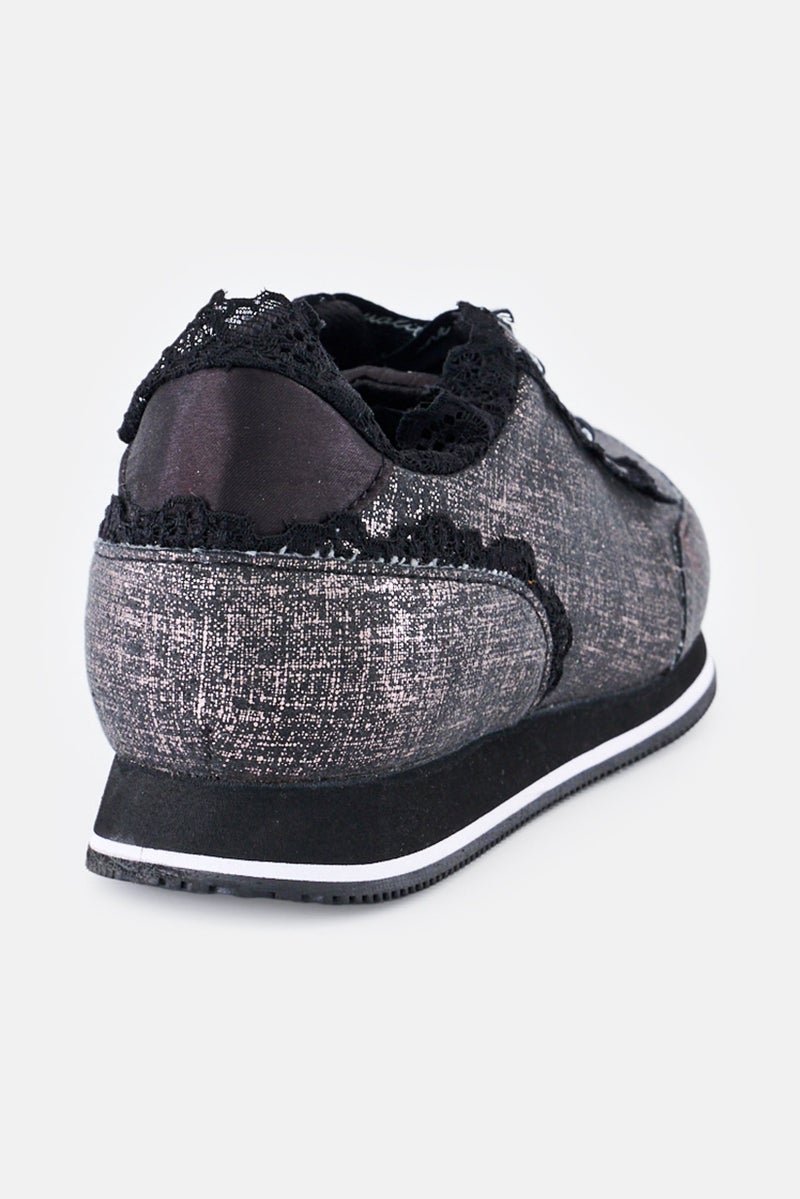 DESIGUAL Women Brand Logo Lace Up Casual Shoes, Black - Image 2