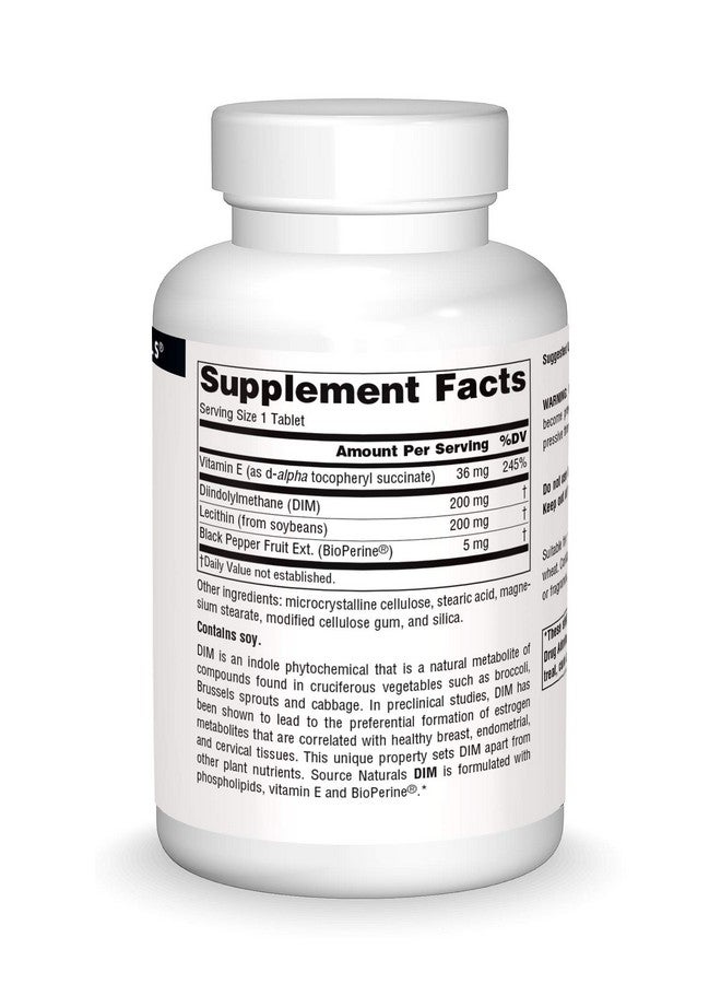 Source Naturals Dim Diindolylmethane 200Mg With Bioperine Vitamin E & More 120 Tablets - Image 4