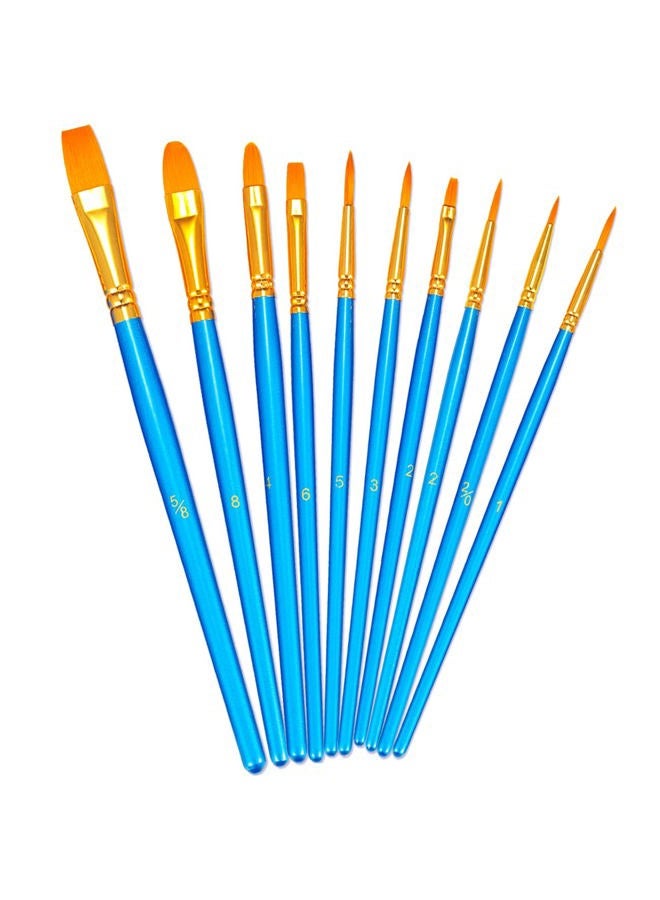BOSOBO Paint Brush Set, 10pcs Round Pointed Tip Nylon Hair Artist Detail Paintbrushes, Professional Fine Acrylic Oil Watercolor Brushes for Face Nail Body Art Craft Model Miniature Painting, Blue - Image 1