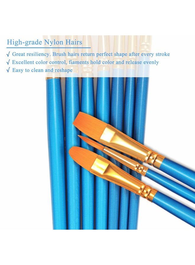BOSOBO Paint Brush Set, 10pcs Round Pointed Tip Nylon Hair Artist Detail Paintbrushes, Professional Fine Acrylic Oil Watercolor Brushes for Face Nail Body Art Craft Model Miniature Painting, Blue - Image 3