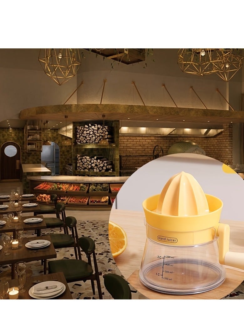 Hihonor Hand Crank Citrus Juicer, Portable Juicer, Durable and Easy to Clean, Makes Fresh Lemon Orange Juice, Ideal for Restaurant Use, 500 ml, Yellow  - Image 5