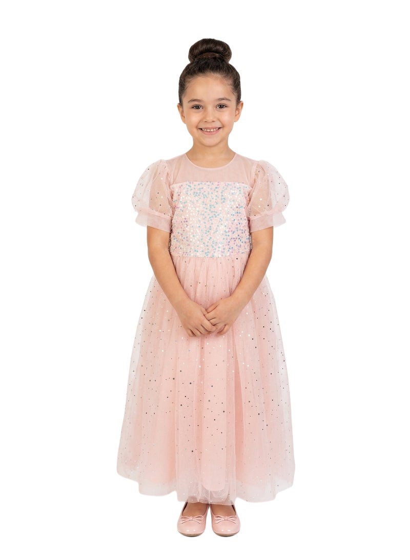 Bidani Girls Blush Pink Sequin Party Dress - Image 1