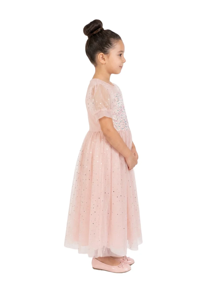 Bidani Girls Blush Pink Sequin Party Dress