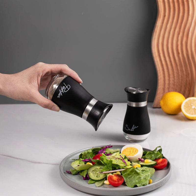 Lonffery Salt And Pepper Shakers  Stainless Steel And Glass Bottle  Set Of 2  Black - Image 4
