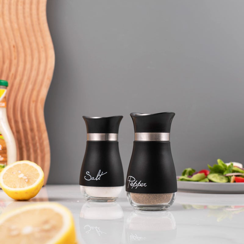 Lonffery Salt And Pepper Shakers  Stainless Steel And Glass Bottle  Set Of 2  Black - Image 5