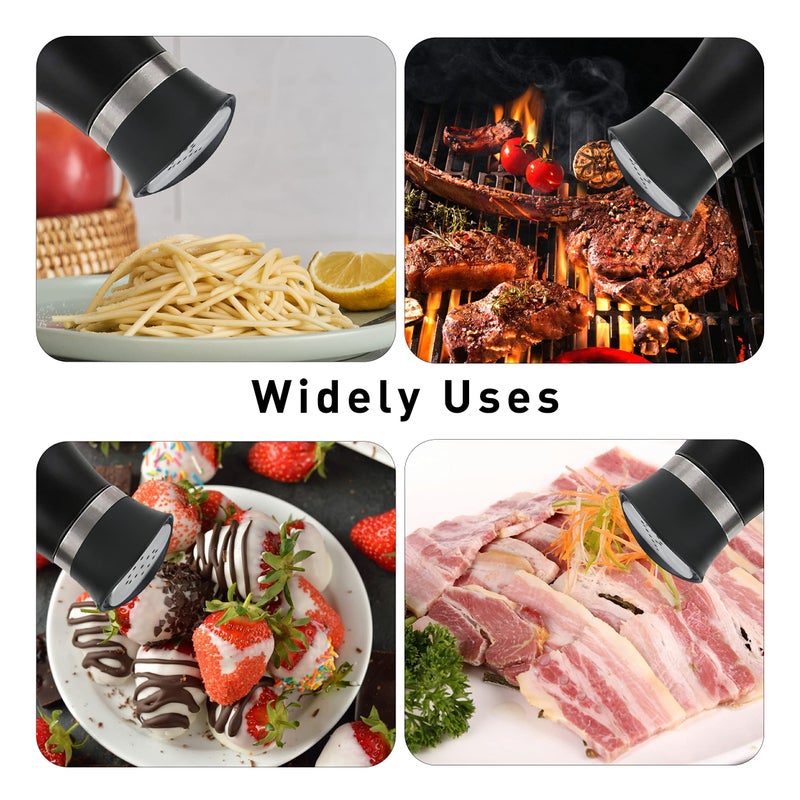 Lonffery Salt And Pepper Shakers  Stainless Steel And Glass Bottle  Set Of 2  Black - Image 2