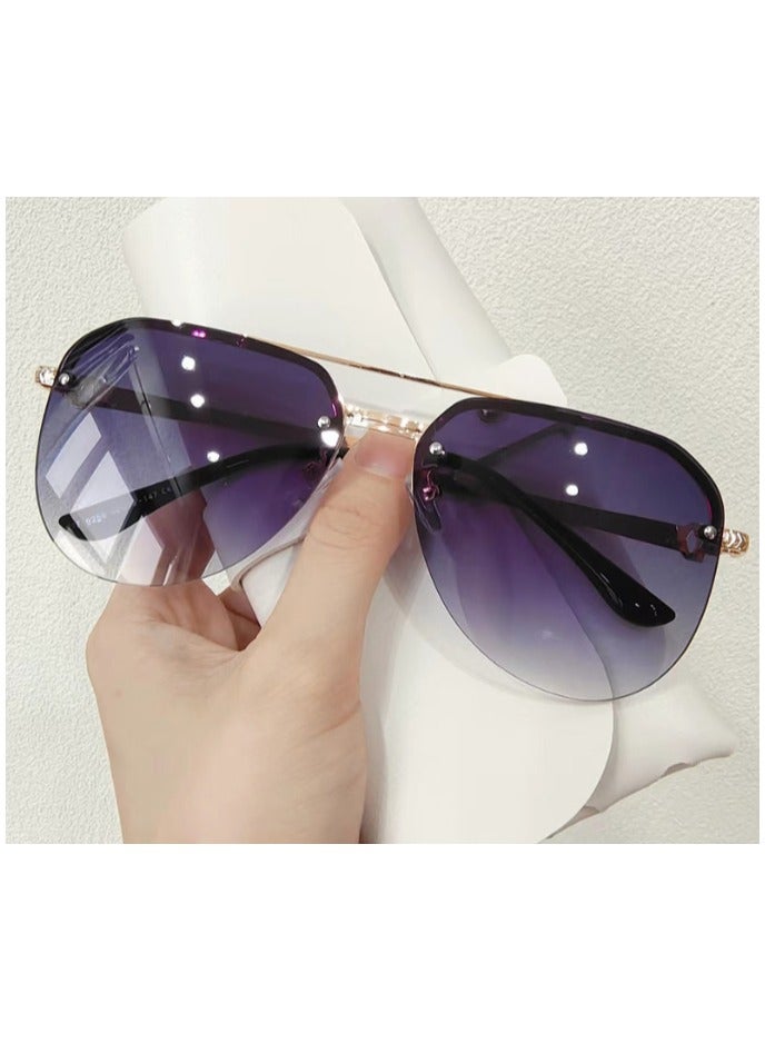 Rimless Aviator Sunglasses with Metal Frame - Image 2