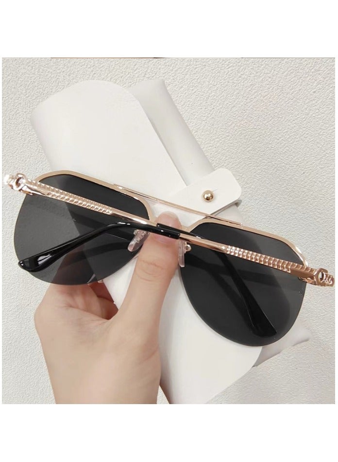 Rimless Aviator Sunglasses with Metal Frame - Image 3
