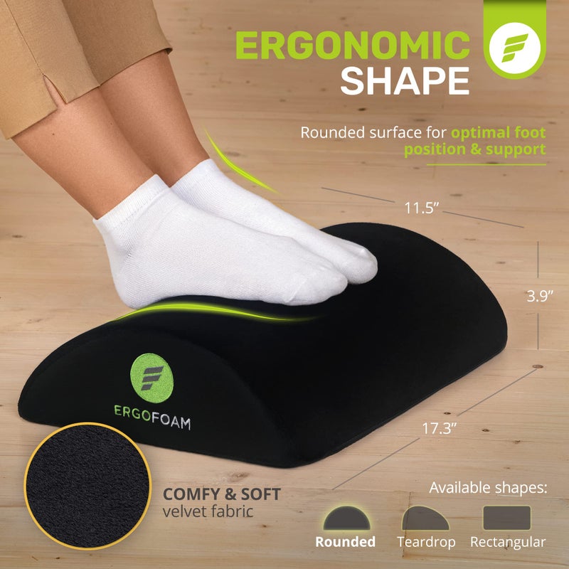 ErgoFoam Ergonomic Foot Rest Under Desk - Premium Velvet Soft Foam Footrest for Desk - Most Comfortable Desk Foot Rest in The World for Lumbar, Back, Knee Pain - Foot Stool Rocker (Black) - Image 5