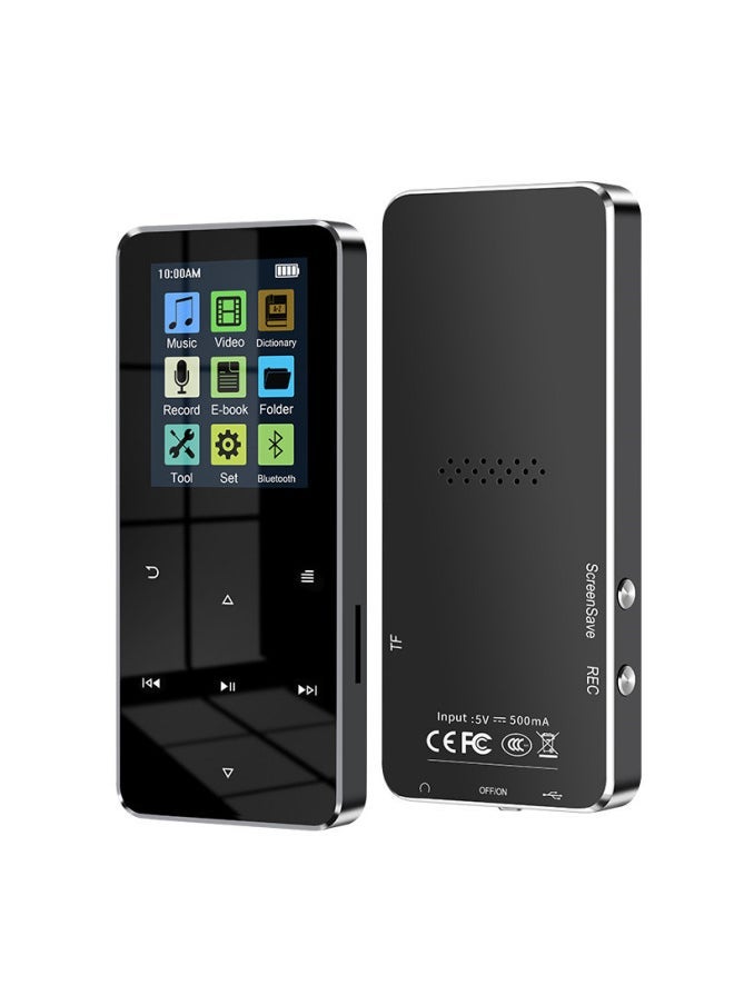 Batch Metal Bluetooth MP3 Student Walkman MP4 Lossless Music Player Touch Screen Recording Insertable Card-Body Color:Black 【metal Touch + Bluetooth】 Version-Memory Capacity:Single Machine + Plug In - Image 1