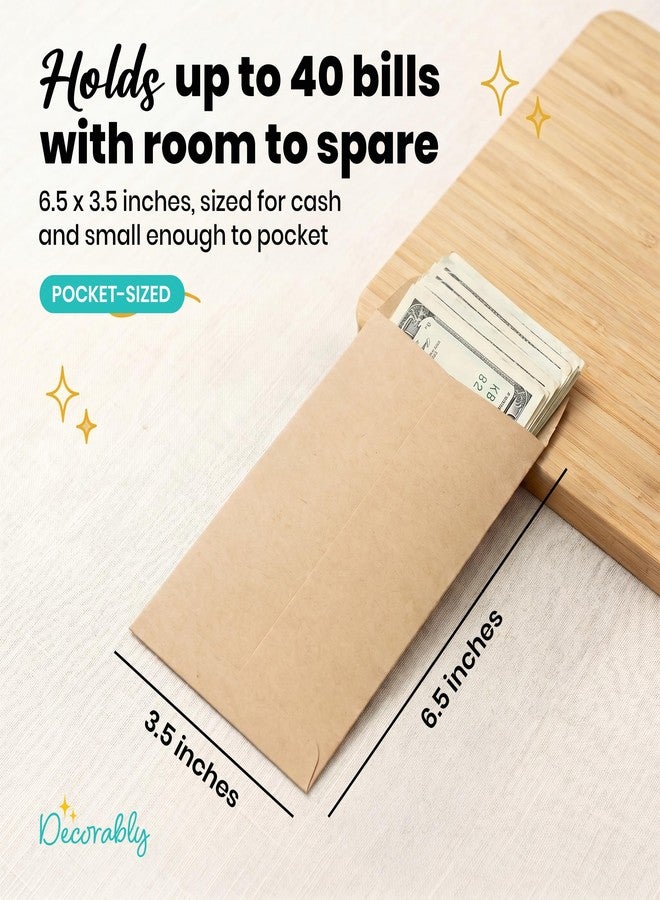 Decorably 110 Pack Kraft Small Envelopes for Money, 6.5 x 3.5in with Self-Adhesive, thick 100GSM, Coins, Tip, Gift, Trinkets, Small Items, Banking, Business, Jewelry - Image 3
