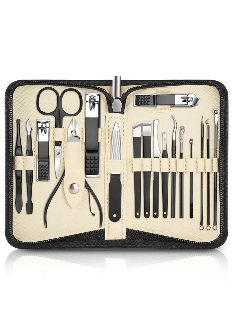 Excefore Manicure Set, 18 Pieces Nail Clippers Pedicure Kit, Stainless Steel Nail Set, Gift Box for Men Women - Image 1