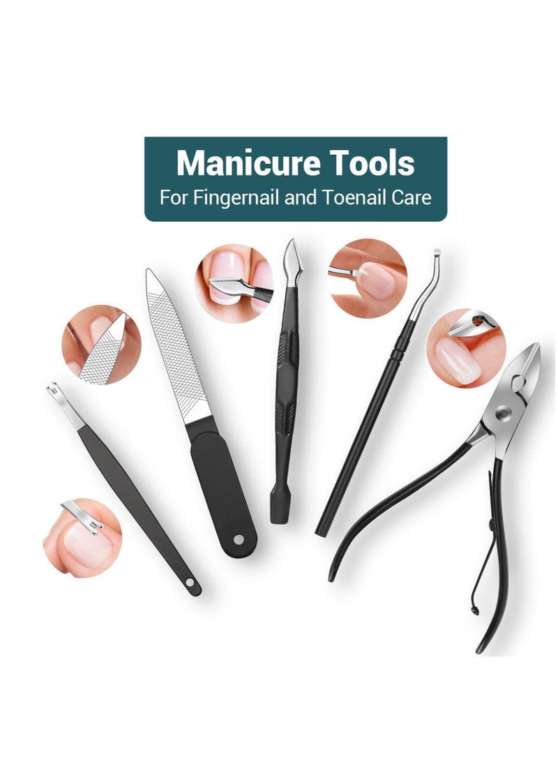 Excefore Manicure Set, 18 Pieces Nail Clippers Pedicure Kit, Stainless Steel Nail Set, Gift Box for Men Women - Image 5