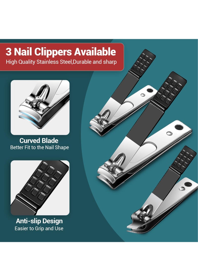 Excefore Manicure Set, 18 Pieces Nail Clippers Pedicure Kit, Stainless Steel Nail Set, Gift Box for Men Women - Image 4