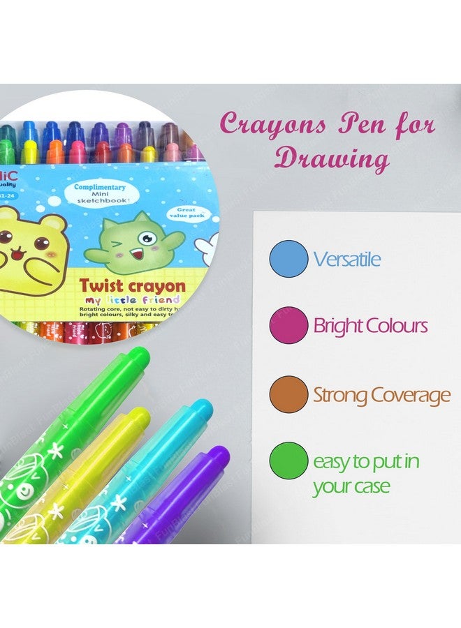 FunBlast Coloring kit Twist-able 24 Shades Rolling Crayons Pen for Drawing/School Kids/Boys/Girls/Birthday Gifts - Image 5