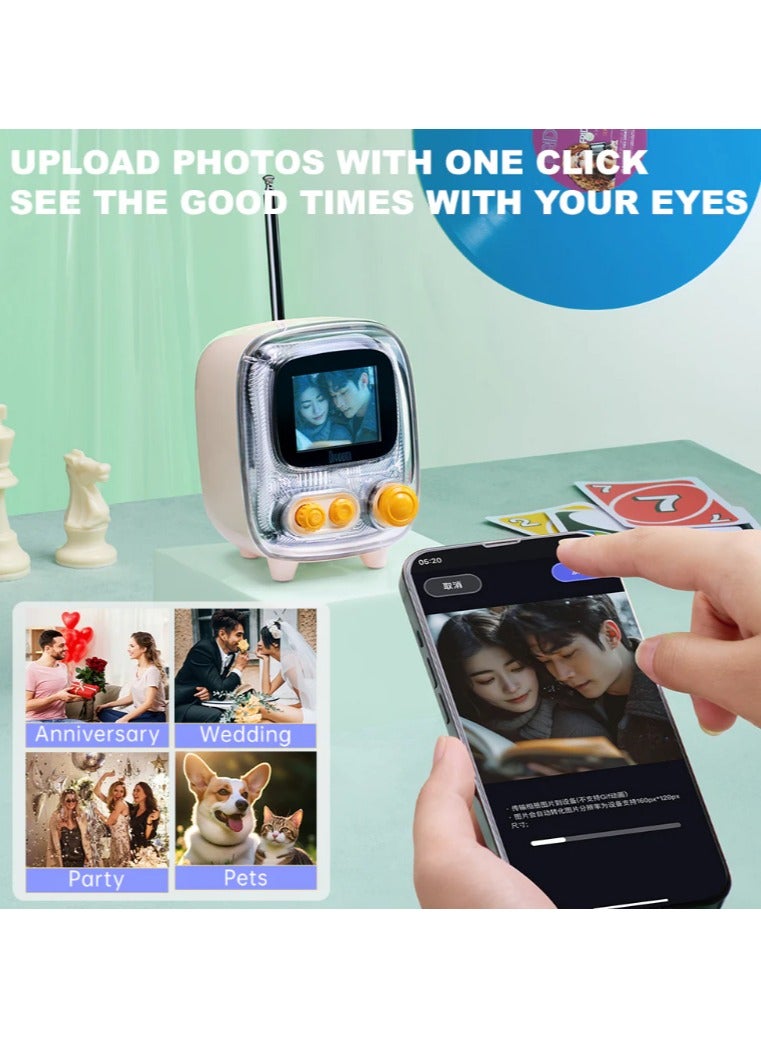 Divoom Tiivoo-2 Photo Album and Portable Retro Bluetooth Speaker with FM Radio, Pixel Art Retro Mini Wireless Speaker, Classic Decor for Party, Bedside Desk, Office Desk, Home, Bedroom, Kitchen, White - Image 5