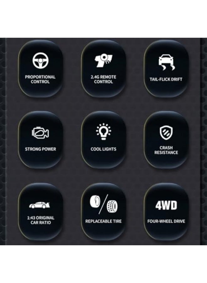 سيارة انزلاق تعمل بالكهرباء صغيرة بمقياس 1/43، بنظام تحكم كامل بتردد 2.4 جيجا مع أضواء طقم سيارة سباق وانزلاق هدية للكبار نسخة جاهزة للقيادة، لون أزرق وأبيض - Image 4