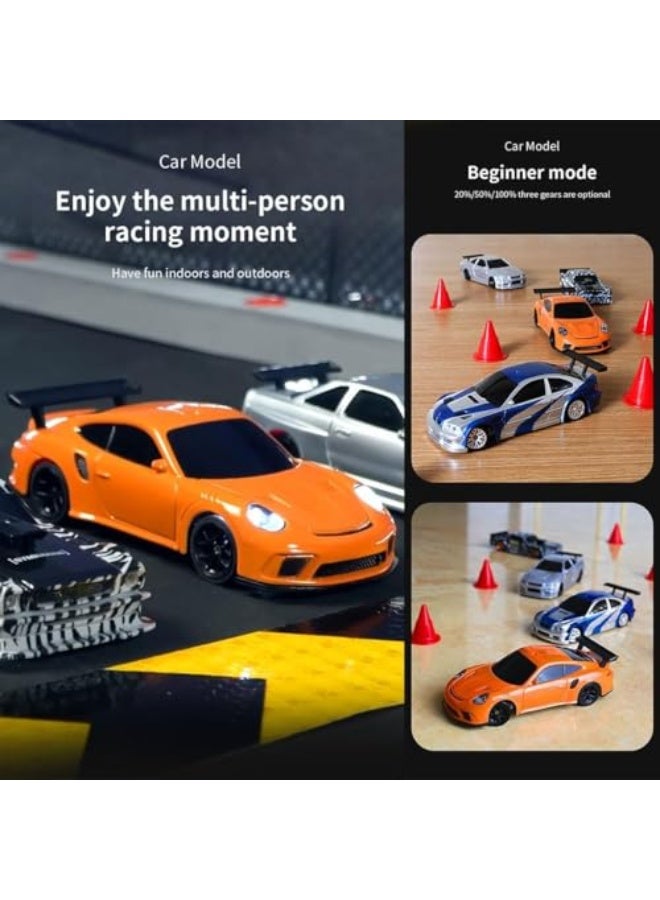 سيارة انزلاق تعمل بالكهرباء صغيرة بمقياس 1/43، بنظام تحكم كامل بتردد 2.4 جيجا مع أضواء طقم سيارة سباق وانزلاق هدية للكبار نسخة جاهزة للقيادة، لون أزرق وأبيض - Image 5