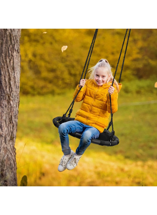 Sorbus أرجوحة شجرة سوربوس - أرجوحة دائرية للأطفال في الهواء الطلق - مقعد ثقيل 24" يتحمل 220 رطل - سهلة التركيب أرجوحة دائرية على شكل طبق طائر - مثالية كهدية، ملعب، فناء خلفي، أرجوحة داخلية/خارجية - Image 3