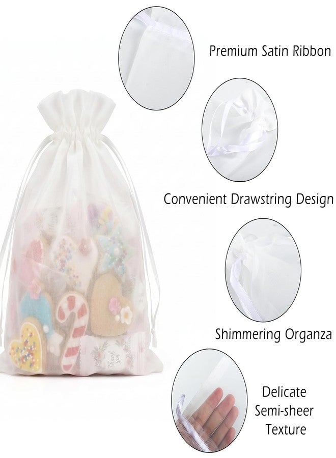 FEPTUASE 20 Pcs White Organza Bags 4X6 inch with Drawstring, Candy Drawstring Gift Bags, Sheer Mesh Jewelry Pouches, Candy Drawstring Gift Bags for Jewelry, Festival, Makeup, Candy, Desserts - Image 3