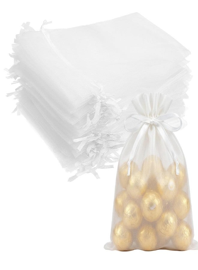 FEPTUASE 20 Pcs White Organza Bags 4X6 inch with Drawstring, Candy Drawstring Gift Bags, Sheer Mesh Jewelry Pouches, Candy Drawstring Gift Bags for Jewelry, Festival, Makeup, Candy, Desserts - Image 1