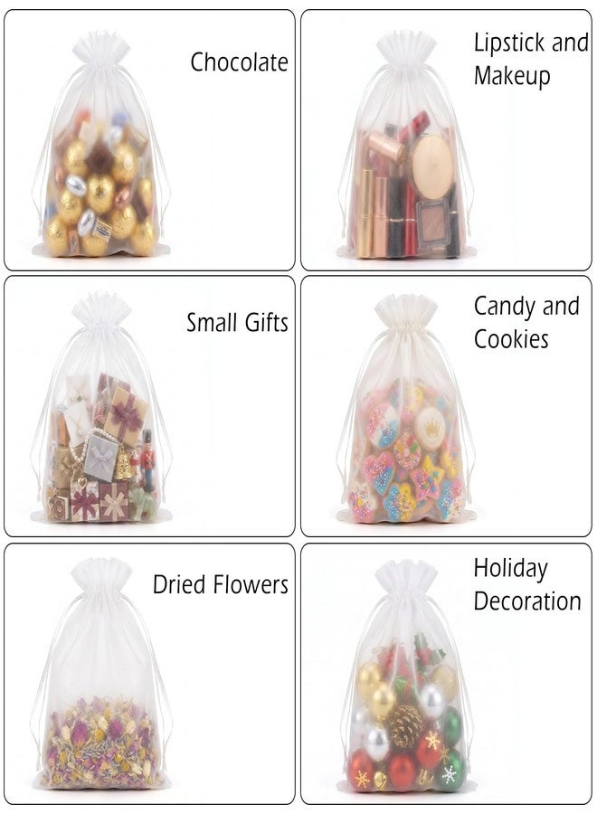 FEPTUASE 20 Pcs White Organza Bags 4X6 inch with Drawstring, Candy Drawstring Gift Bags, Sheer Mesh Jewelry Pouches, Candy Drawstring Gift Bags for Jewelry, Festival, Makeup, Candy, Desserts - Image 4