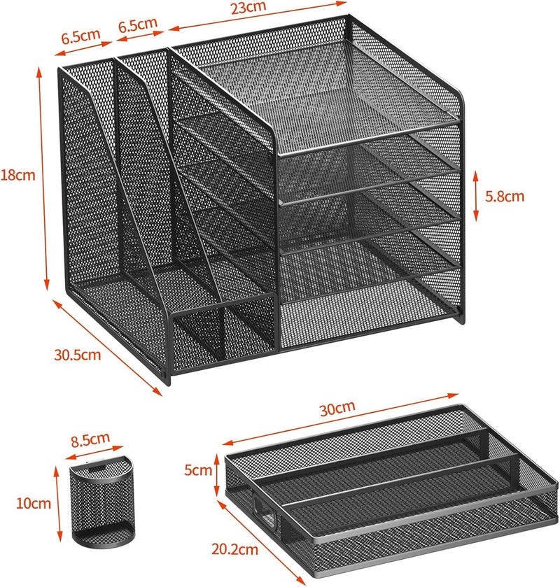 BAREPEPE Multipurpose Metal Mesh Paper Tray for Office Desk Organizer Space Saver File organiser 5 Layer - Image 5