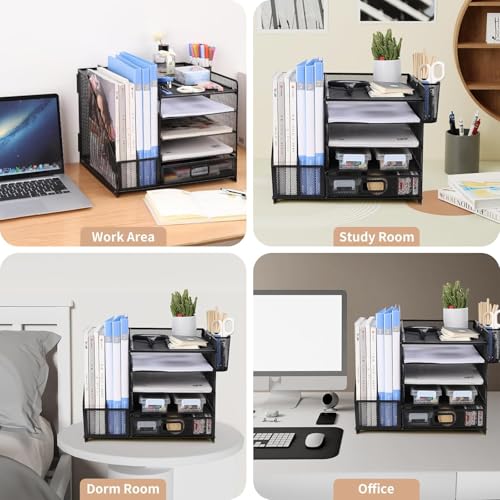 BAREPEPE Multipurpose Metal Mesh Paper Tray for Office Desk Organizer Space Saver File organiser 5 Layer - Image 3