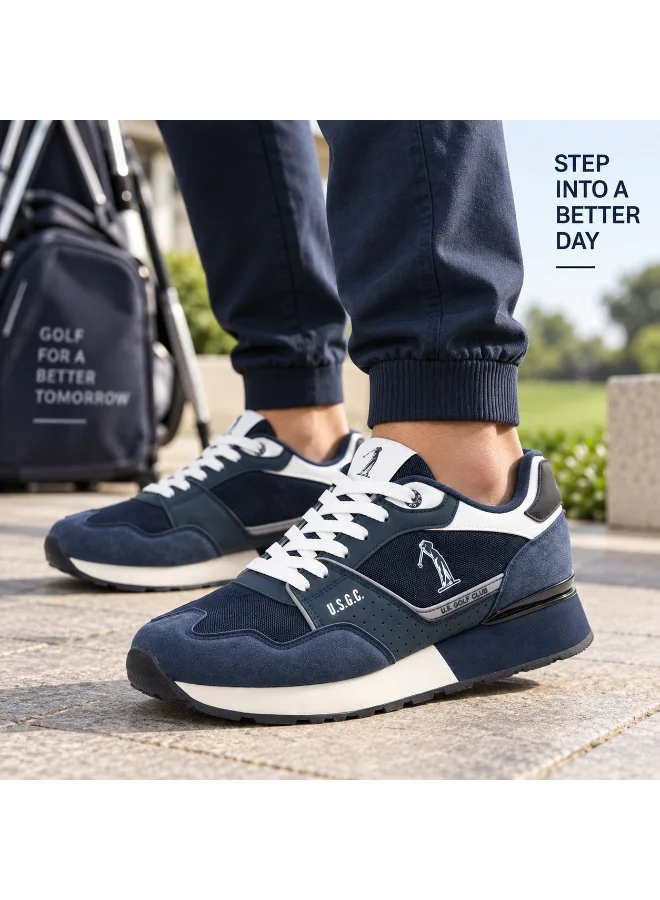 U.S. Golf Club NAVY Men's Navy Retro Casual Sneakers - Premium PU Leather Lifestyle Shoes with Lightweight EVA Cushioning Sole & Lace-Up Closure for Men | Best Price UAE