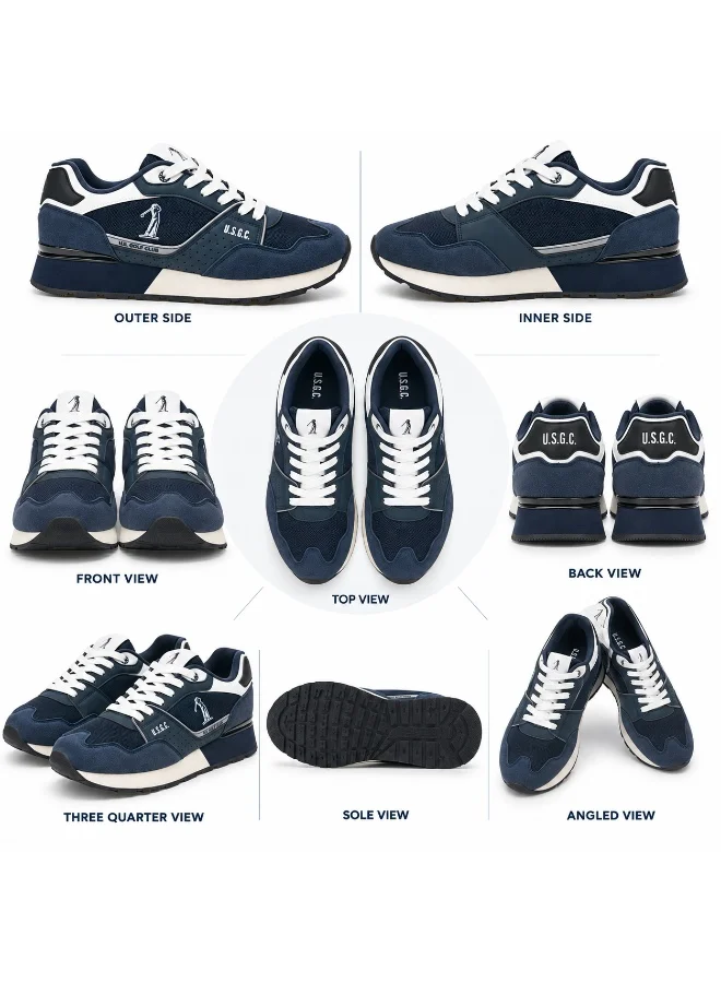 U.S. Golf Club NAVY Men's Navy Retro Casual Sneakers - Premium PU Leather Lifestyle Shoes with Lightweight EVA Cushioning Sole & Lace-Up Closure for Men | Best Price UAE