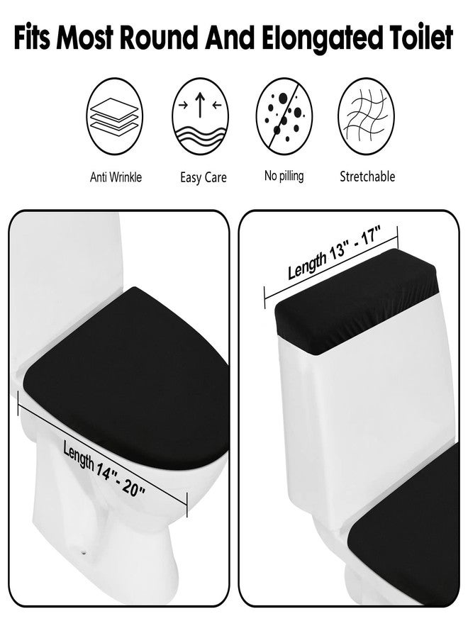AZHCHKE Toilet Lid Cover and Toilet Tank Lid Cover, Bathroom Toilet Lid Seat Cover Set, Stretch Washable Spandex Fabric Toilet Protector Cover, Fits Most Toilet Tanks & Lids - Image 3