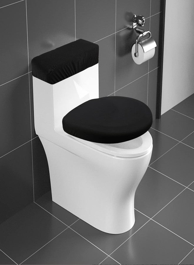AZHCHKE Toilet Lid Cover and Toilet Tank Lid Cover, Bathroom Toilet Lid Seat Cover Set, Stretch Washable Spandex Fabric Toilet Protector Cover, Fits Most Toilet Tanks & Lids - Image 2