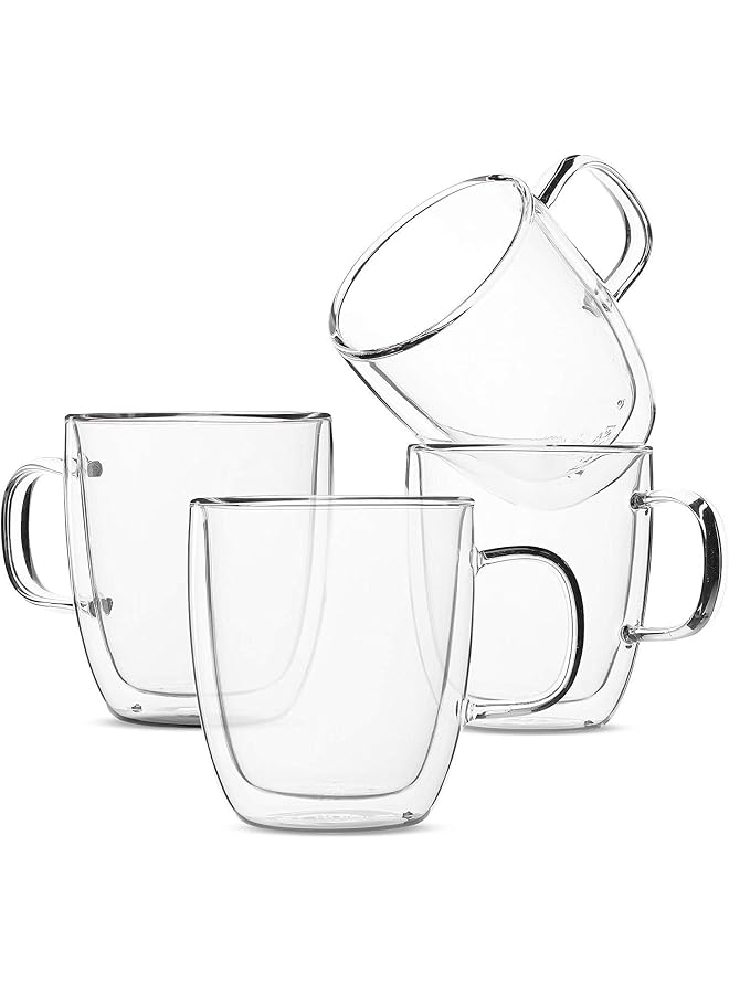S-TOP Set of 2 (12 oz, 350 ml), Coffee Mugs, Glass Tea Mugs, Double Wall Glass Coffee Cups, Tea Cups, Latte Cups, Glass Coffee Mug, Beer Glasses, Latte Mug, Clear Mugs, Glass Cappuccino Cups - Image 1