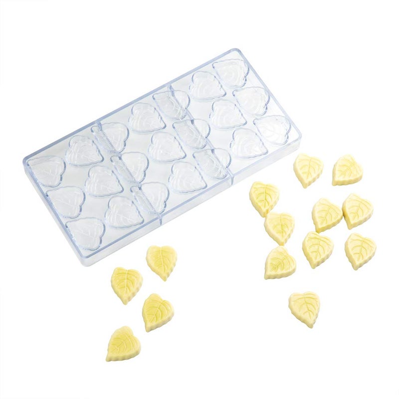 Restaurantware Pastry Tek Polycarbonate Leaf Candy  Chocolate Mold  21Compartment  1 count box