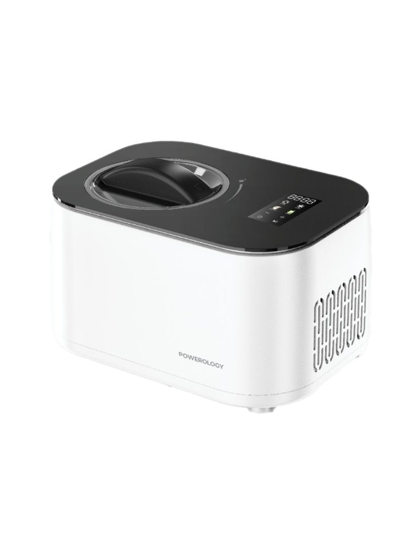 Powerology - Ice Cream & Frozen Yogurt Machine 1L with Quick-Freeze Technology & High-Power Compressor / 4 Mixing Modes / Smooth & Creamy / Low-Noise Operation - White - Image 1