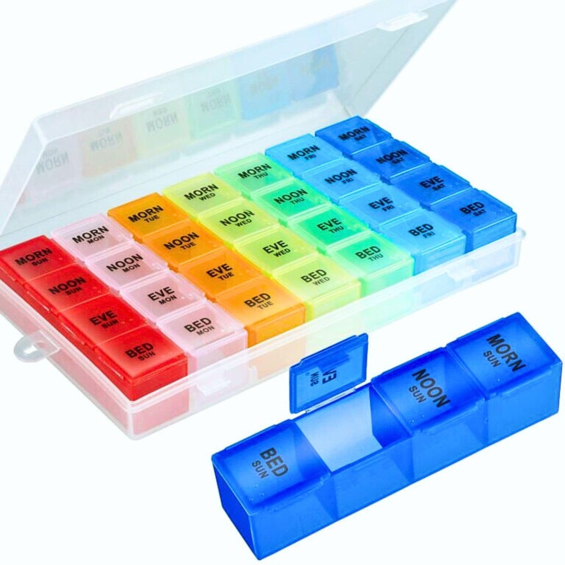 Mloowa Pill Organizer 4 Times a Day,Premium Weekly Pill Case Medicine Organizer Box 7 Days 28 Compartment to Hold Vitamins Medicine Organizer Box - Image 1