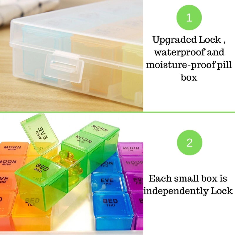 Mloowa Pill Organizer 4 Times a Day,Premium Weekly Pill Case Medicine Organizer Box 7 Days 28 Compartment to Hold Vitamins Medicine Organizer Box - Image 5