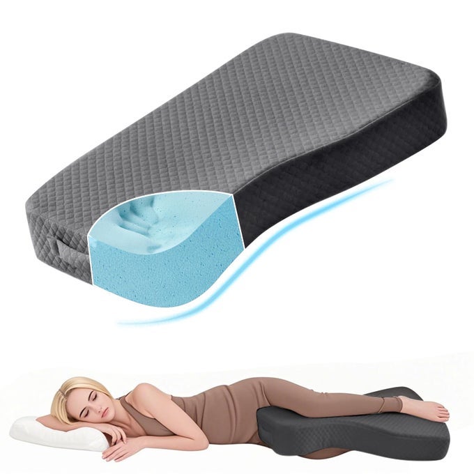 KNEE PILLOW FOR SIDE SLEEPERS 100 MEMORY FOAM FILLING LEG PILLOW FOR SIDE SLEEPING 4 HEIGHT LEG PILLOW FOR RELIEVING LEG BACK AND KNEE PAIN BREATHABLE PRESSURERELIEVING SUPPORT 18X30X4