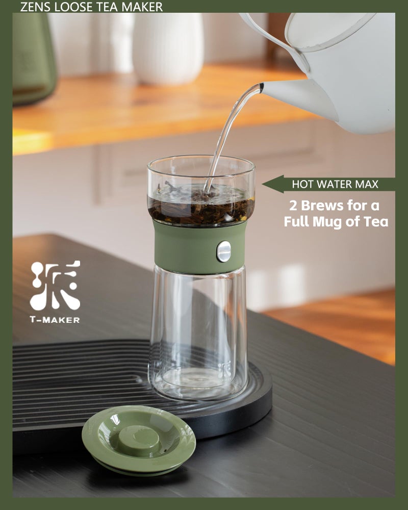 ZENS Modern Glass Infuser Teapot, Smart One Touch Tea Maker for Loose Tea Diffusers with Insulated Mug and Portable Case, Enchanted Teapot Alternatives for Tea Lover Gifts - Image 4